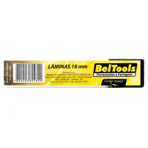 Kit C/10 Lâminas Estilete Largo 18mm Beltools 604890