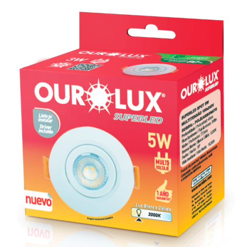 Luminária Superled Spot Redondo 5W 3000K Branco Morna Ourolux 05601