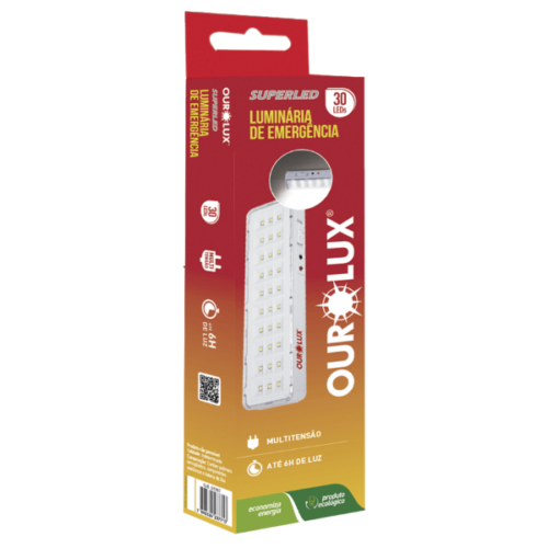 Luminária De Emergência 30 Leds 2w Sem Alça Ourolux 01986