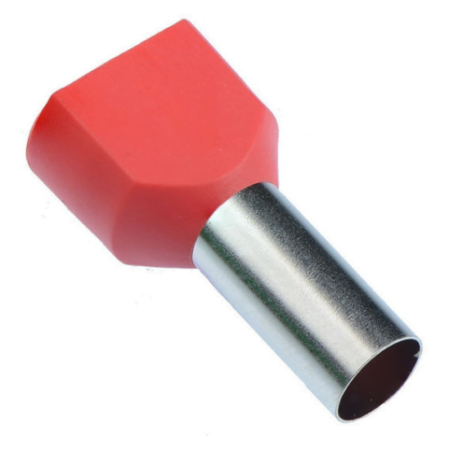 Terminal Isolado Tubolar Duplo Vermelho - 10 mm C14 - 20 PCS