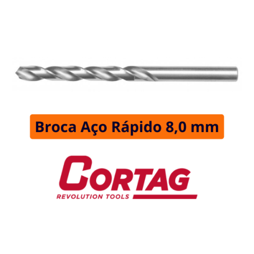 Broca de Aço Rápido 8,0mm Cortag 61925