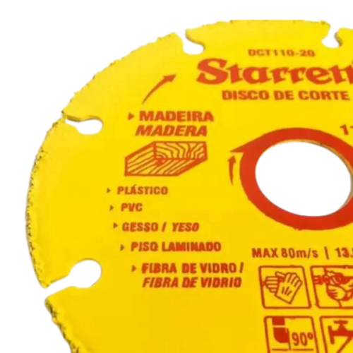 Disco de Corte para Madeira Em Tungstênio 110x20mm Starrett DCT110-20