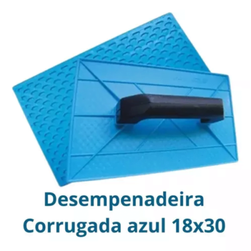 Desempenadeira Plástica Azul Corrugada 18x30 Para Massa E Reboco