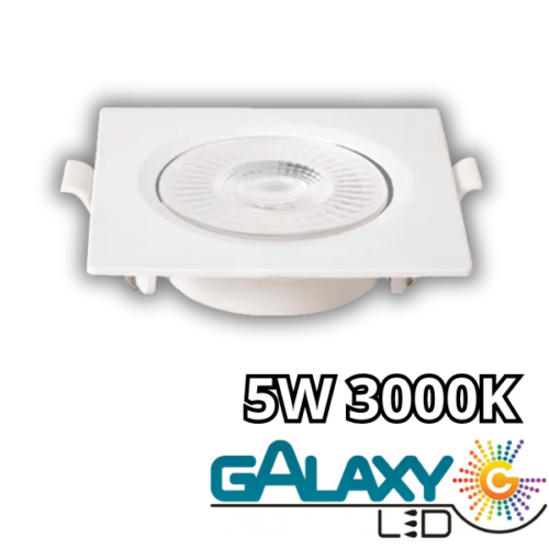 Luminária Led Spot Direcionável 5W 3000K Quadrada Bivolt Galaxy