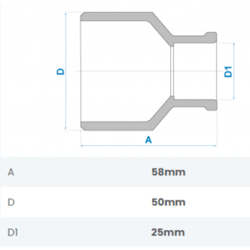 Bucha de Redução Soldável Longa 50X25mm Fortlev
