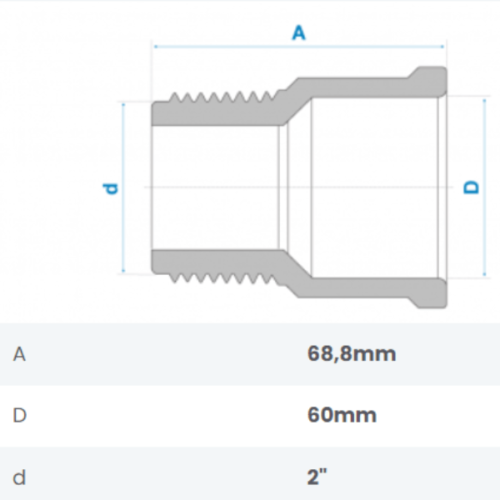 Adaptador Soldável Curto com Bolsa e Rosca 60X2