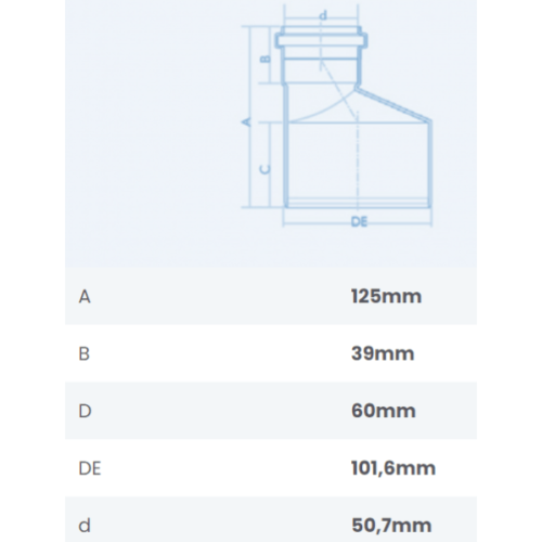 Redução Excêntrica Esgoto DN 100X50mm SN Fortlev