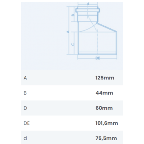 Redução Excêntrica Esgoto DN 100X75mm SN Fortlev