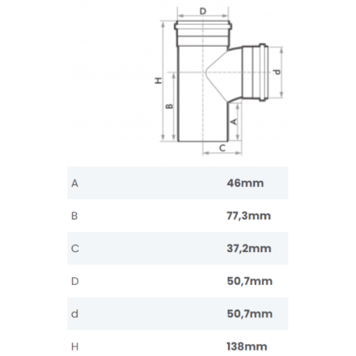 Tê de Esgoto DN 50mm Fortlev