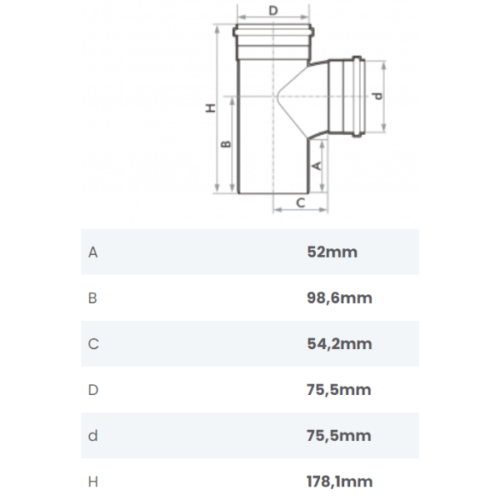 Tê de Esgoto DN 75mm Fortlev