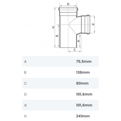 Tê de Esgoto DN 100mm Fortlev