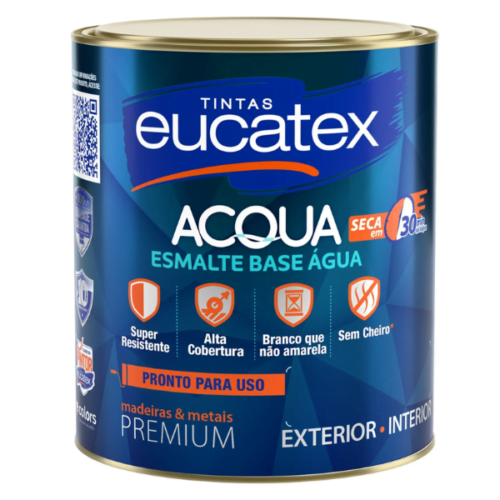 Esmalte Acqua Premium Base Água Branco Acetinado 900ml Eucatex