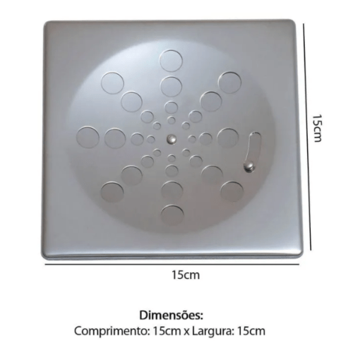 Ralo Grelha Quadrada de 15 Com Fecho E Caixilho