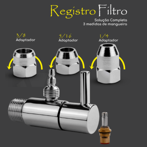 Registro C85 Parede Rosca 1/2 Filtro Purificador 1/4 5/16 3/8