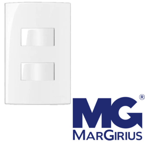 Conjunto 4X2” 2 Interruptores Simples Separados 10A-250V Sleek Branco MarGirius