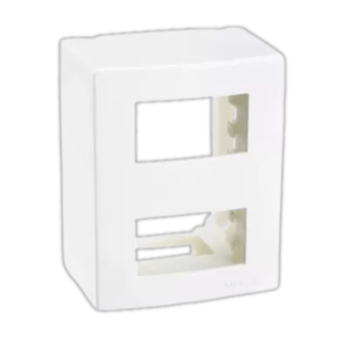 Caixa De Sobrepor 75X50X95mm 2 Postos Separados Com Suporte Sleek Branco MarGirius