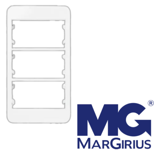 Placa Para Condulete 3/4″ 3 Postos Horizontais Com Suporte Sleek Branco MarGirius