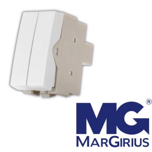 Módulo Interruptor Duplo Simples 10A-250V Sleek Branco MarGirius