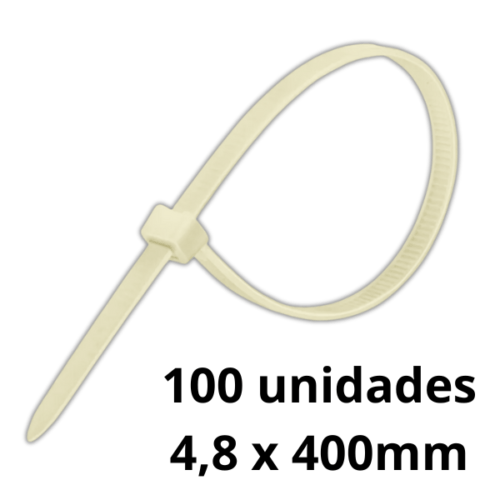 Abraçadeira Nylon Branca Natural 4,8X400mm Pacote Com 100 Unidades Melfi