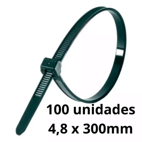 Abraçadeira Nylon Preta 4,8X300mm Pacote Com 100 Unidades Melfi