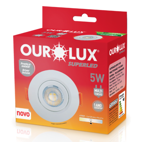 Luminária Superled Spot Redondo 5w 4000k Branco Neutra Ourolux 05600A