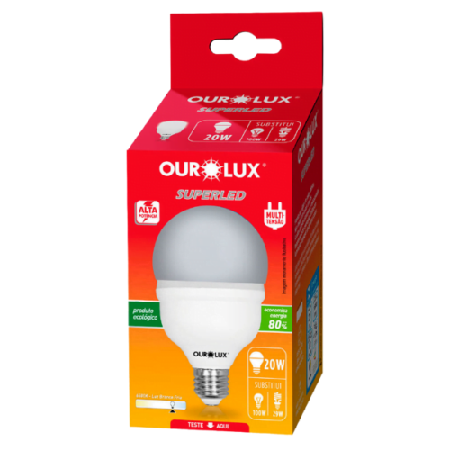 Superled Alta Potência T 20W BIV 6500K E27 Fria CX Ourolux 20373