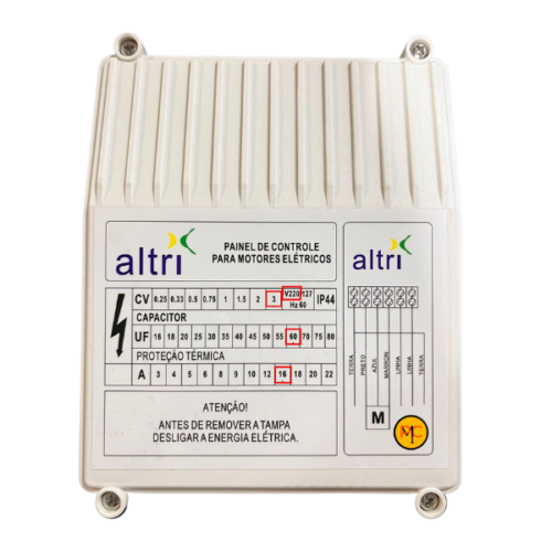 Altri Painel Para Bomba de Poço Com Entrada Para Boia 3 fios 3.00cv Mono 220v 60uf 16A