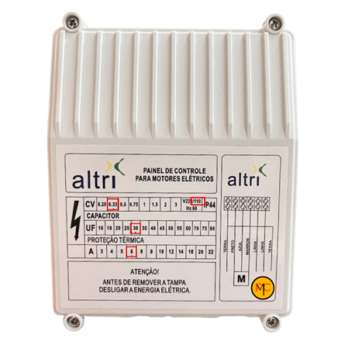 Altri Painel Para Bomba de Poço Com Entrada Para Boia 3 fios 0.33cv Mono 110v 30uf 6A