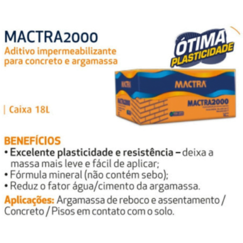 Impermeabilizante Para Argamassa E Concreto Mactra 2000 18l