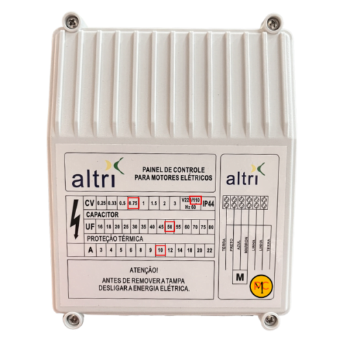 Altri Painel Para Bomba de Poço Com Entrada Para Boia 3 fios 0.75cv Mono 110v 50uf 10A