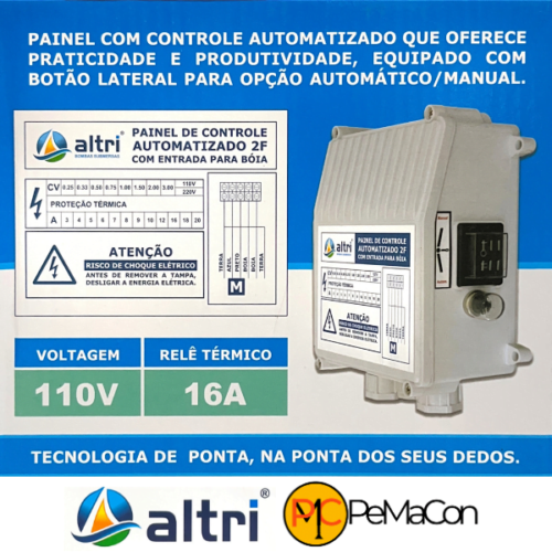 Altri Painel Para Bomba de Poço Com Entrada Para Boia 2 fios 1.00cv Mono 110v 16A