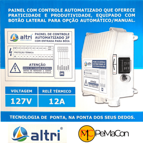 Altri Painel Para Bomba de Poço Com Entrada Para Boia 2 fios 0.75cv Mono 127V 12A