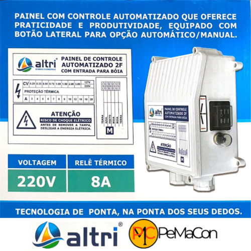 Altri Painel Para Bomba de Poço Com Entrada Para Boia 2 fios 1.00cv Mono 220v 8A