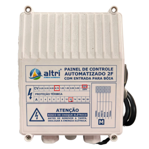 Altri Painel Para Bomba de Poço Com Entrada Para Boia 2 fios 0.75cv Mono 127V 12A