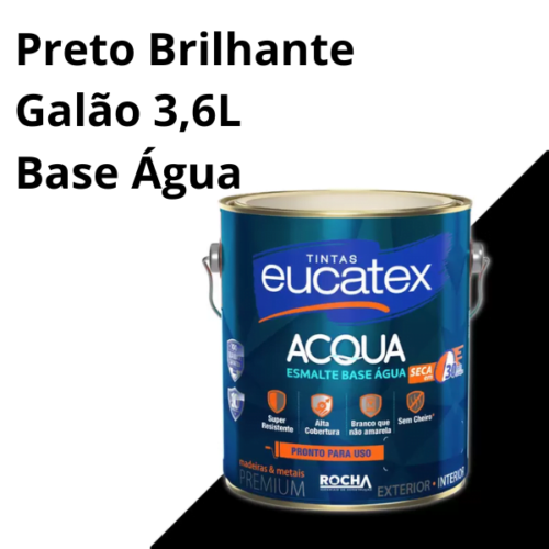 Esmalte Acqua Premium Base Água Preto Brilhante 3,6L Eucatex