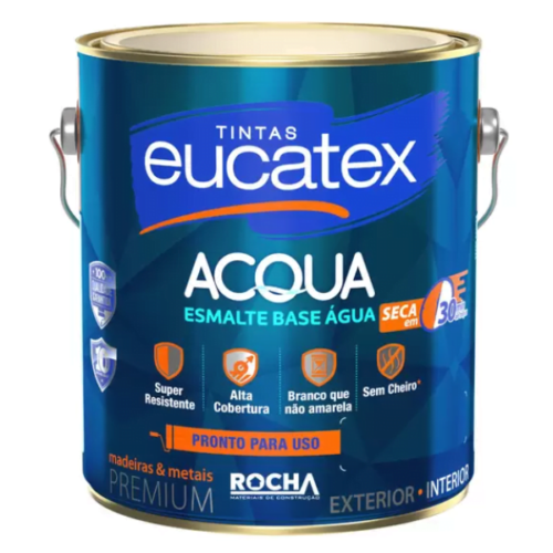 Esmalte Acqua Premium Base Água Preto Brilhante 3,6L Eucatex