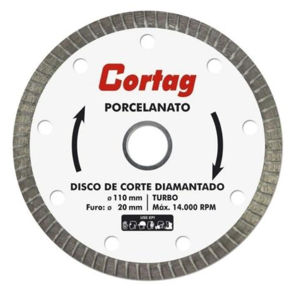 Disco Corte Diamantado Porcelanato Turbo 110mm 4.3/8 Cortag 60863