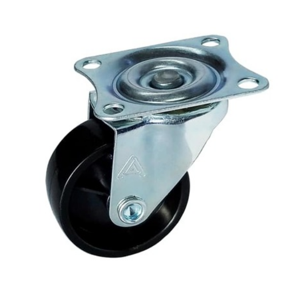 Rodízio Mesa Giratório Sem Freio R0389 RO Preto 38mm (PP) Zincado - Aliança