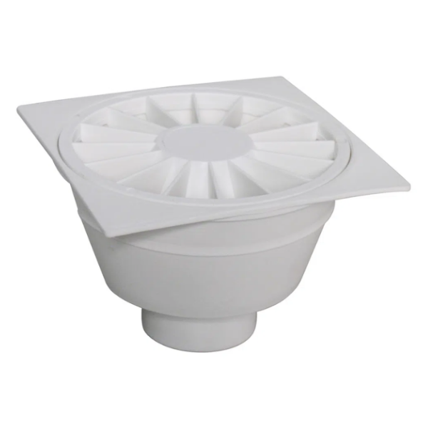 Ralo Sifonado Redondo Com Suporte Quadrado e Grelha Branco - Astra