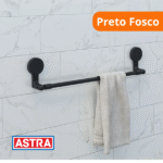 Porta Toalha Com Adesivo Preto Fosco - Astra - Imagem 2