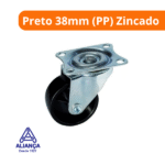 Rodízio Mesa Giratório Sem Freio R0389 RO Preto 38mm (PP) Zincado - Aliança - Imagem 2